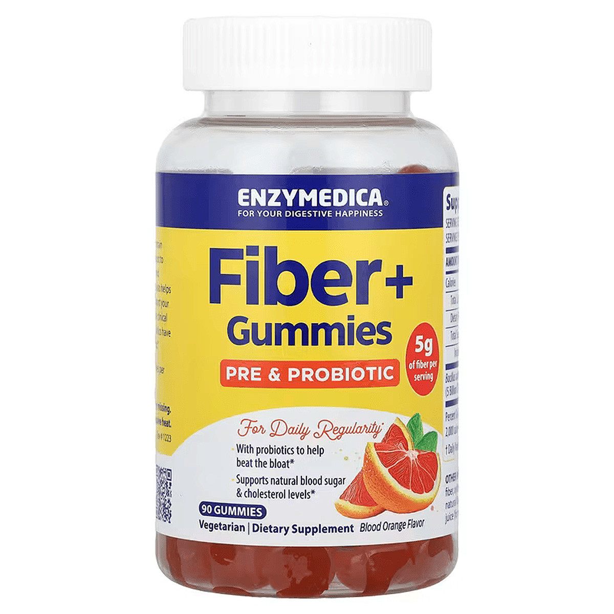 Клітковина +, з пребіотиками та пробіотиками, смак червоного апельсина, Fiber +, Enzymedica, 60 жувальних