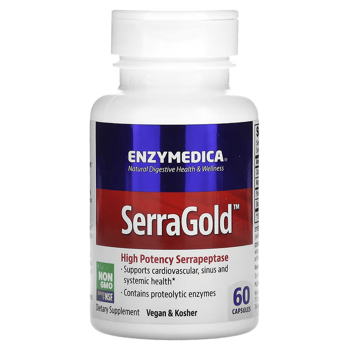 Cеррапептаза, SerraGold, High Potency Serrapeptase, Enzymedica, 60 капсул