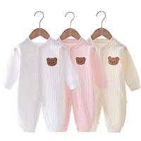 Комбинезон для новорожденных с медведем, хлопковый осенне-весенний детский комбинезон, одежда для маленьких