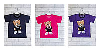 Модная футболка с мишкой мальчику девочке , футболка яркая с медвежонком детская на лето 1 2 3 4 5 6 7 лет