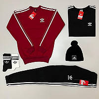 Костюм Adidas Черный С Красным Теплый Комплект Адидас Мужской Shopen Спортивний Костюм Adidas Чорний З