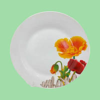 Блюдо керамическое белое с рисунком круглое большое Тарелка мелкая для вторых блюд Маки D 27 cm VarioMarket