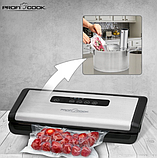 Вакууматор для упаковки м'яса та овочів 120 Вт Profi Cook PC-VK 1146 Вакуумний пакувальник для дому, фото 6