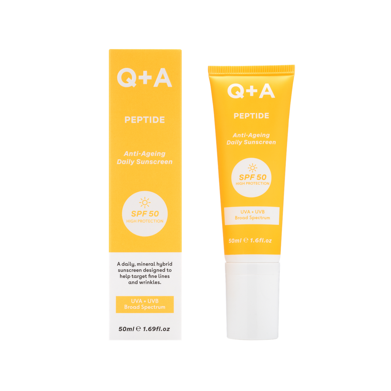 Антивіковий сонцезахисний крем для обличчя Q+A Peptide Anti-Ageing Daily Sunscreen, фото 1