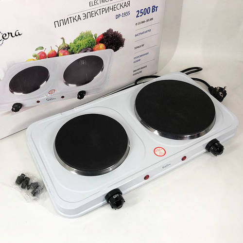 Электроплита 2 конфорки Suntera DP-1935B, 2500W белая | IF-729 Плита ...