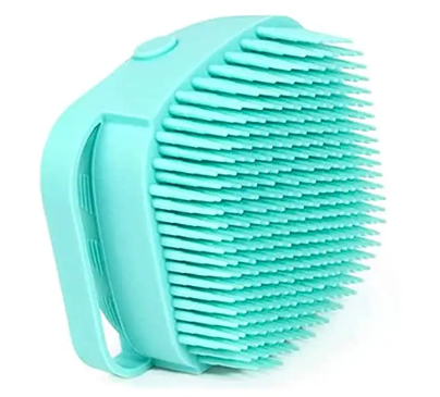 Масажна щітка для купання тварин, силіконова, з резервуаром для шампуню.