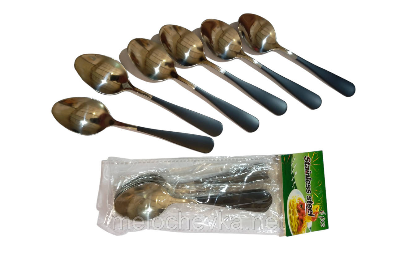 Ложка десертна чорного кольору 6 шт.