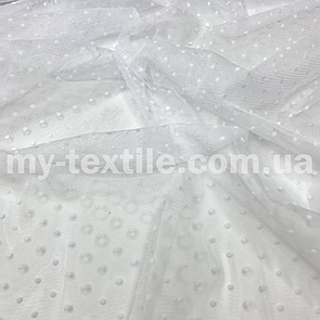 Сітка стрейч Флок оксамитовий горох 0.3 см 160 см Білий