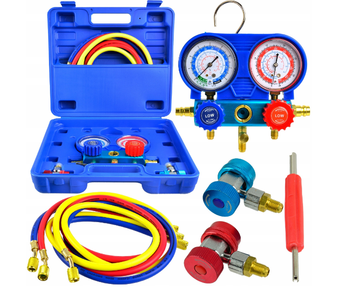 Набір для заправки кондиціонера (манометричний колектор 2-х вентильний) Geko Станції манометричні, фото 1