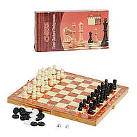 Шахматы деревянные 3 в 1 (шахматы, нарды, шашки, игровое поле 34х34см) С 36819