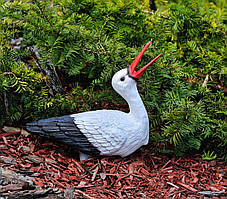 Садова фігура Лелеченя для гнізда (29х11х32 см), лелека в сад, садові фігури з полістоуну