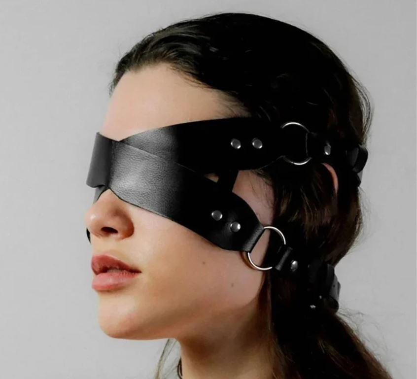 Шкіряна маска у формі хреста БДСМ, фото 1