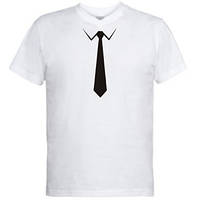 Мужская футболка с V-образным вырезом Галстук