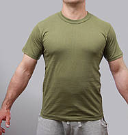 Мужская Повседневная футболка без принтов и рисунков Хаки 100%Хлопок на обхват груди 100см M