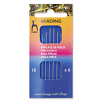 Голки бісерні №10 (6 шт) Pony (Індія) вишивка бісером, нитками, стрічками, гладдю Beading Needles 07851