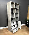 Книжкова шафа-стелаж з полицями та ящиками h196*80*35 см сірий з білим, фото 3