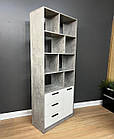Книжкова шафа-стелаж з полицями та ящиками h196*80*35 см сірий з білим, фото 6