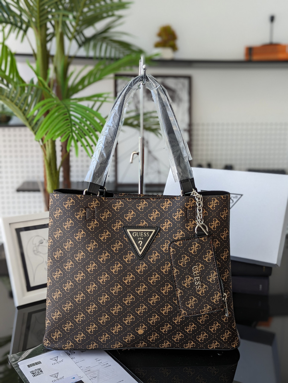 Сумка жіноча Guess Гесс шопер Люкс коричневий