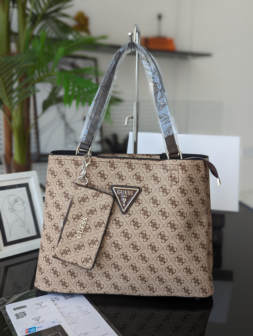 Сумка жіноча Guess Гесс шопер Люкс бежевий