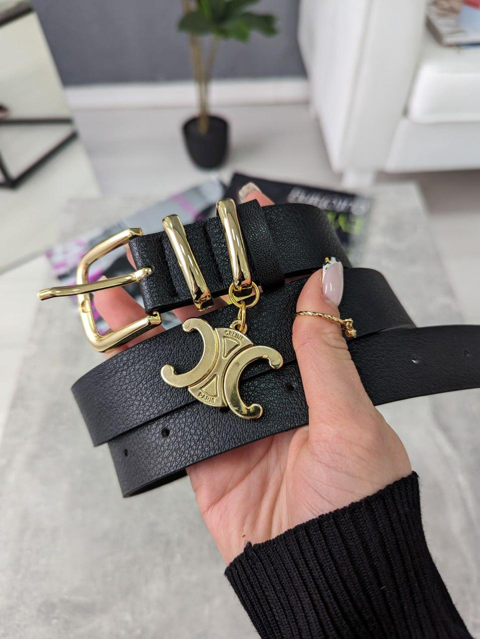 Жіночий ремінь пояс Celine Селін чорний, фото 1