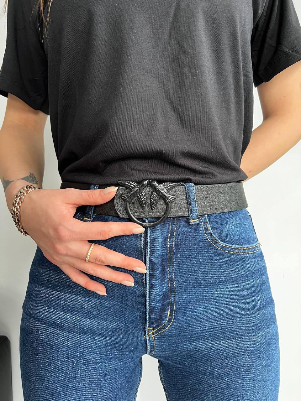 Жіночий ремінь пояс Pinko Пінко чорний + матовий, фото 1