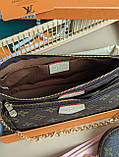 Сумка Луї Вітон 3 в 1 Louis Vuitton Multi Pochette, клатч коричневий + рожевий через плече Луї Вітон 3 в 1, фото 6
