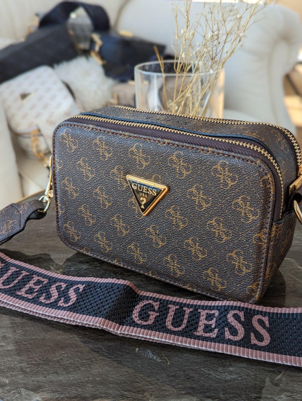 Сумка жіноча коричневий Guess Гесс крос-боді Люкс