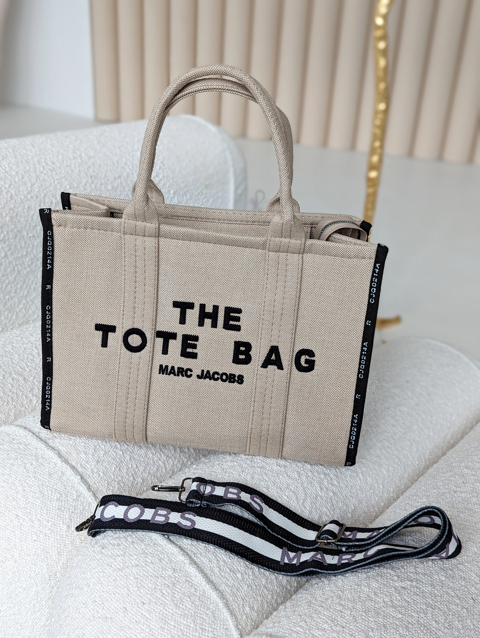 Сумка жіноча Марк Джейкобс шопер бежевий текстильний Marc Jacobs Tote Bag шопер