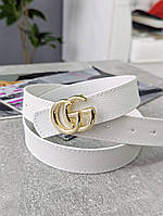 Жіночий ремінь- пояс Gucci Гуччі білий + золото широкий