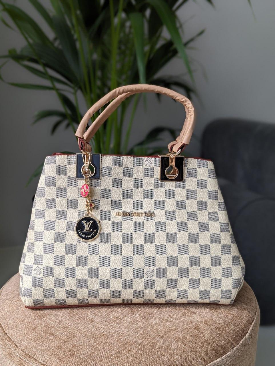 Сумка жіноча Louis Vuitton Луї Вітон бежевий у клітинку на 3 відділення