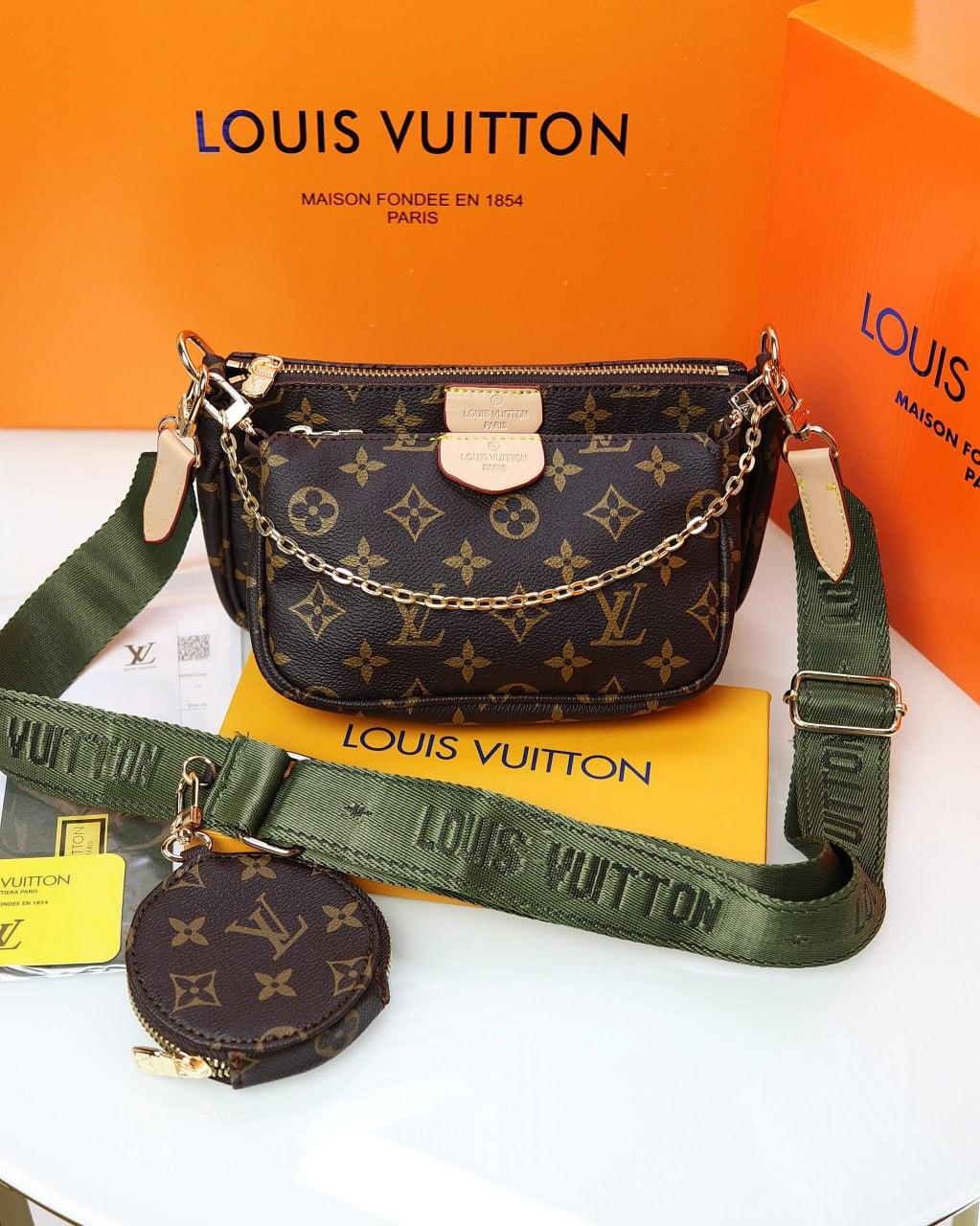 Сумка Луї Вітон 3 в 1 шкіряна Louis Vuitton, клатч коричневий через плече Луї Вітон 3 в 1