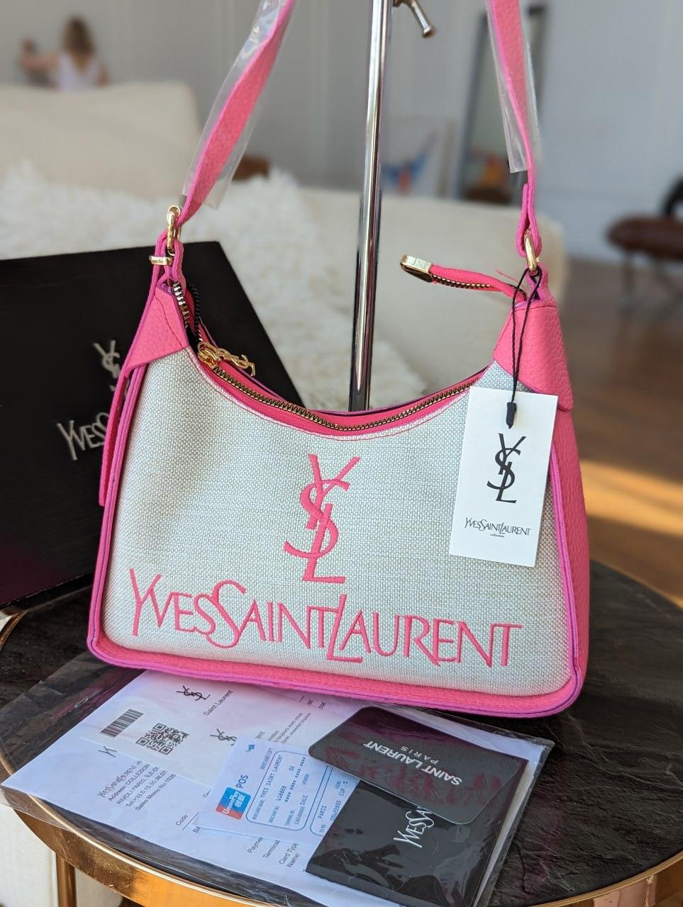 Жіноча сумка Yves Saint Laurent YSL Ів Сен Лоран багет світло-малиновий