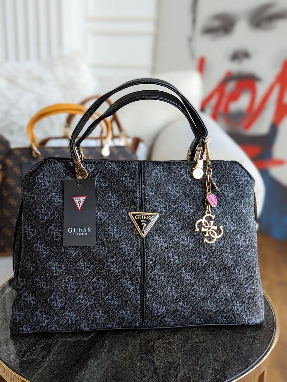 Сумка жіноча чорний Guess Гесс на 3 відділення ЛЮКС