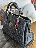 Сумка жіноча чорний Guess Гесс на 3 відділення ЛЮКС, фото 4