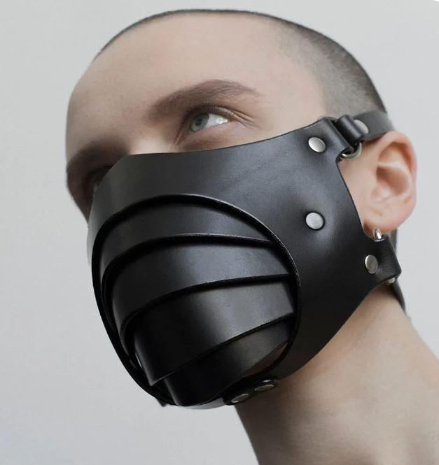 Шкіряна маска на обличчя БДСМ, фото 1