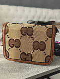 Сумка жіноча Horsebit 1955 Gucci Гуччі коричневий моногам, фото 4