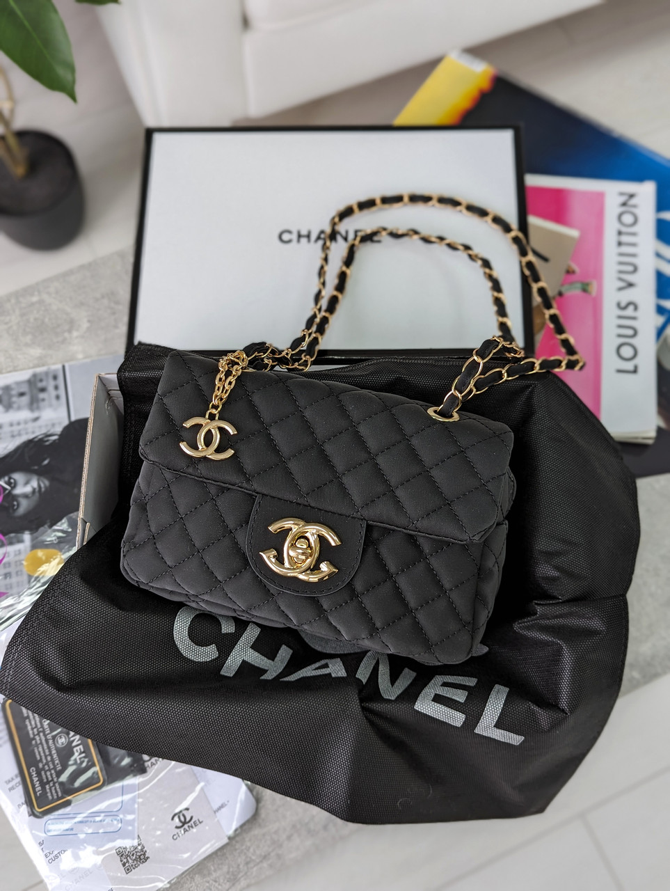 Сумка жіноча Chanel клатч Шанель чорний нейлон
