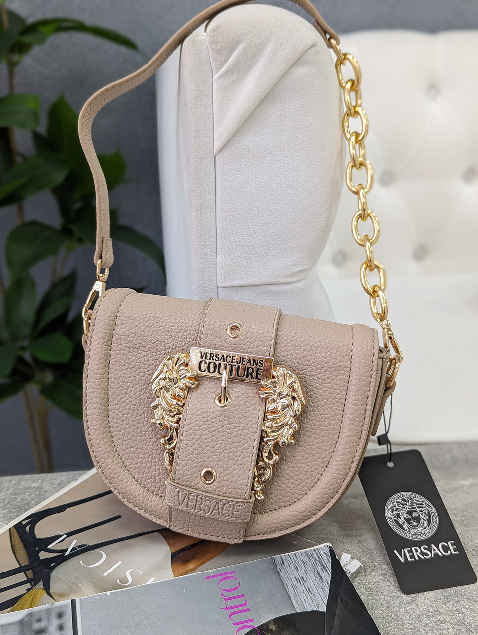 Жіноча сумка Versace Jeans Couture клатч Версаче бежевий
