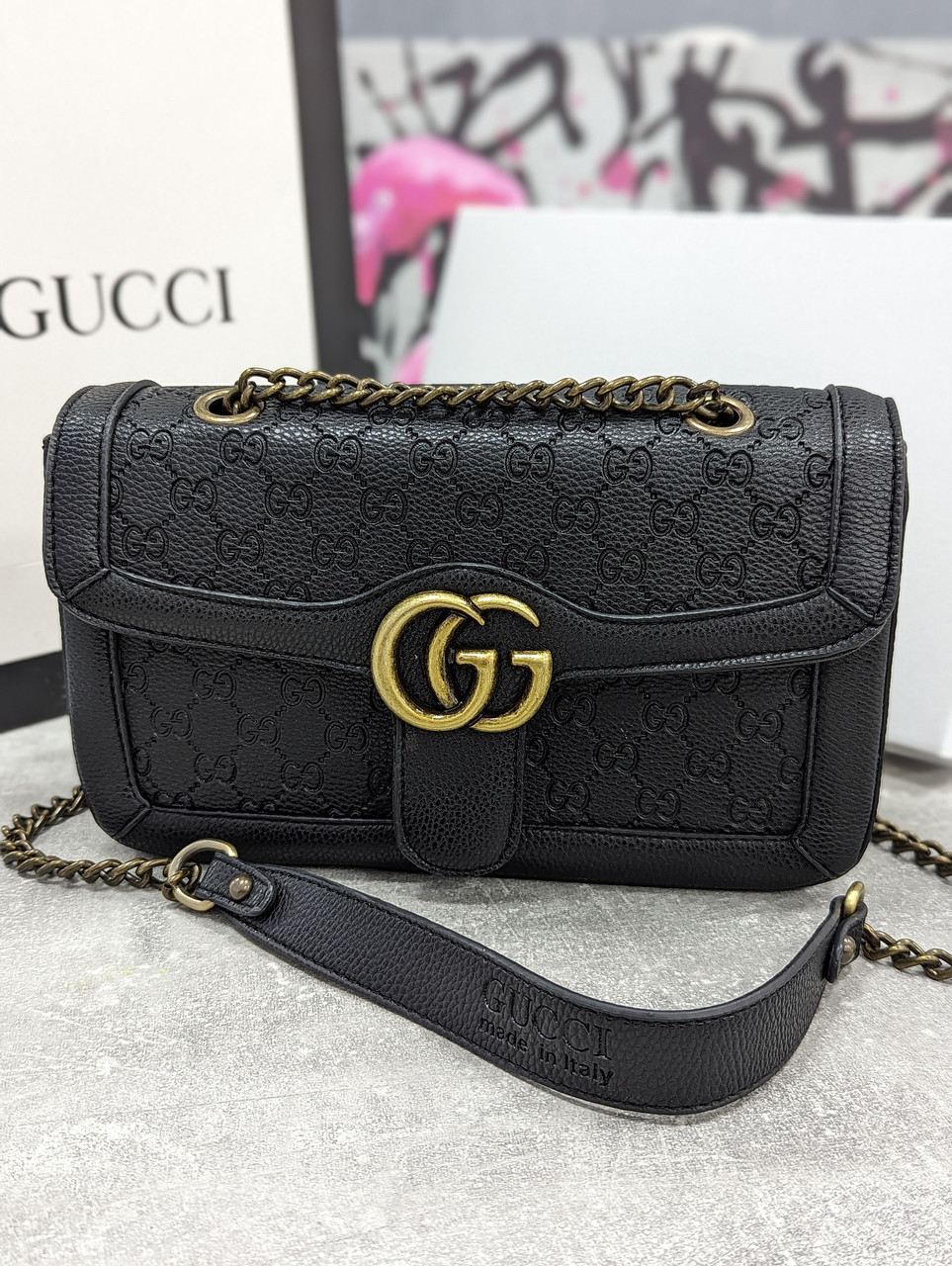 Сумка жіноча Marmont Gucci клатч Гуччі чорний класичний, фото 1