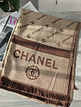 Палантин, Хустка Chanel Женский Шарф двухсторонний Шанель коричнево-золотой, фото 2