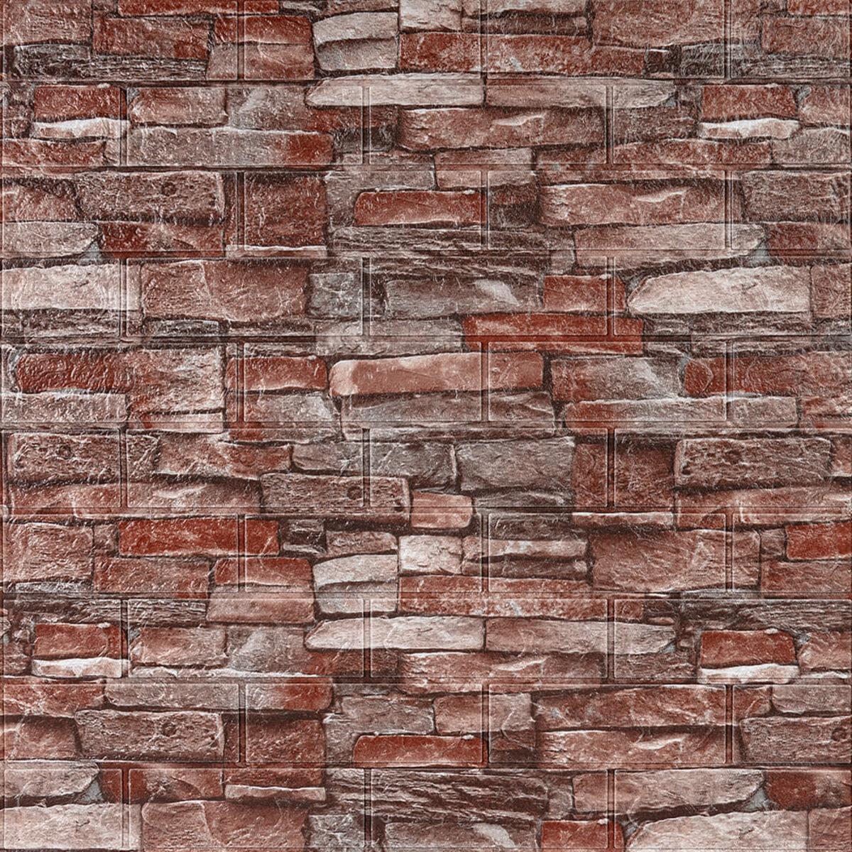 Самоклеюча стінова 3Д-панель Дикий камінь кладка 700х770х2мм декоративне покриття (058-2), фото 1