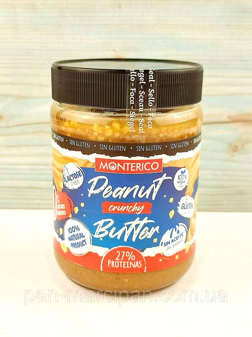 Арахісова масло без глютена Monterico Crunchy 27% proteinas 500 г Іспанія, фото 1