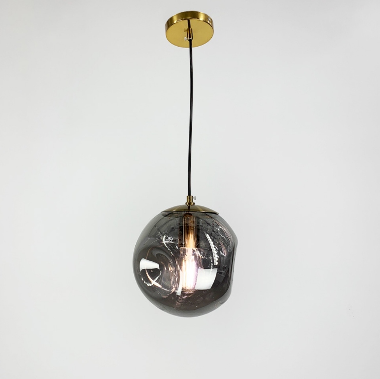 Cвітильник з м'ятим графітовим плафоном у латунному або хромовому корпусі, фото 1