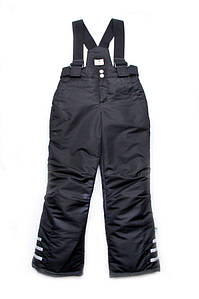Теплі дитячі штани на бретелях для хлопчика 4-9 років, р. 110-134 ТМ Модний карапуз Чорний 03-00668-0