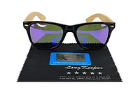 Поляризационные очки с бамбуковыми дужками Black&Purple. Очки гасят блики, контрастные очки