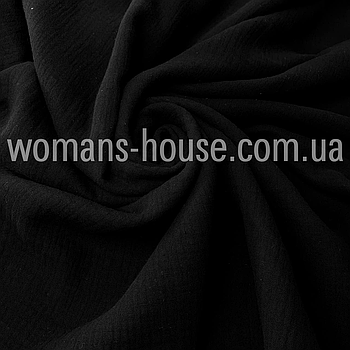 Тканина Муслін жатка однотонний двошаровий Чорний
