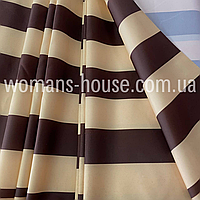 Палаточная ткань полоска бежевый с коричневым 5.5 см полоска