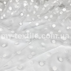 Сітка стрейч Флок оксамитовий горох 1 см 150 см Білий