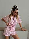 Піжама жіноча МУСЛІН СОРОЧКА І ШОРТИ СЕРЦЯ ЧЕРВОНІ дрібні 3 КОЛЬОРИ, фото 2