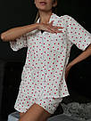 Піжама жіноча МУСЛІН СОРОЧКА І ШОРТИ СЕРЦЯ ЧЕРВОНІ дрібні 3 КОЛЬОРИ, фото 4